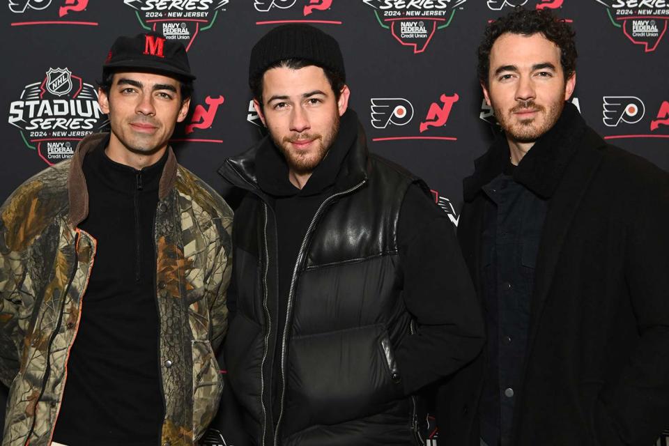 <p>Ben Jackson/NHLI via Getty</p> From Left: Joe Jonas, Nick Jonas and Kevin Jonas at the 2024 Navy Federal Credit Union Stadium Series game between the Philadelphia Flyers and the New Jersey Devils at MetLife Stadium on February 17, 2024