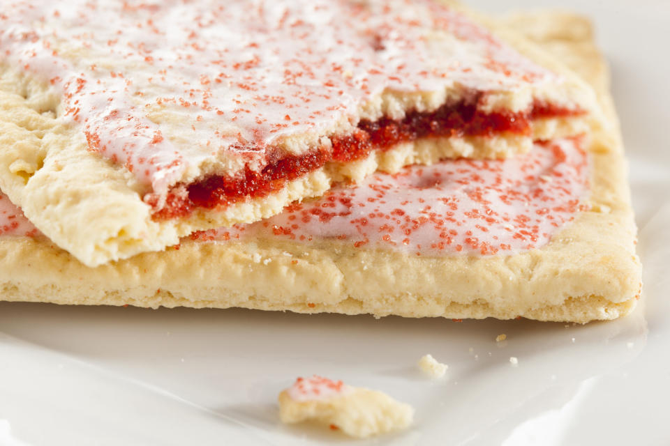 A strawberry Pop Tart with icing.