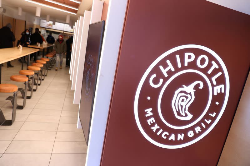 FILE PHOTO: A signage is seen in a Chipotle outlet in Manhattan, New York City