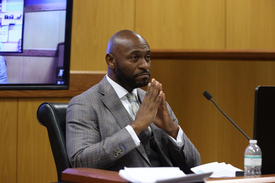 ATLANTA, GA - FEBRUARY 15: Special Prosecutor Nathan Wade testifies during a hearing in the case of the State of Georgia v. Donald John Trump at the Fulton County Courthouse on February 15, 2024 in Atlanta, Georgia. Judge Scott McAfee is hearing testimony as to whether DA Fanni Willis and Wade should be disqualified from the case for allegedly lying about a personal relationship. (Photo by Alyssa Pointer-Pool/Getty Images)