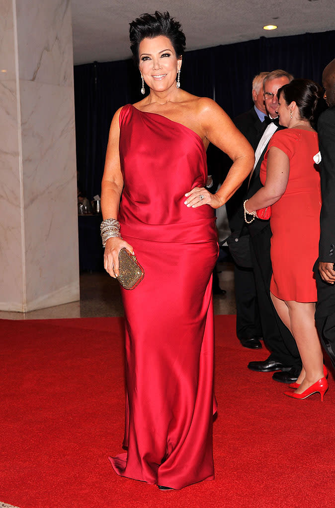 Lady-in-red Kris Jenner accompanied her daughter to the dinner. What do you think of her new 'do?