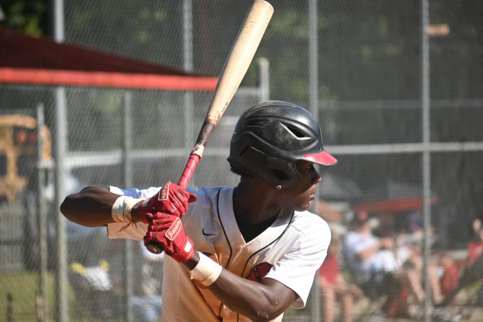 NFC’s Traylon Ray (6) prepares to bat in 2A Regional Quarterfinals against Oak Hall, May 11, 2022