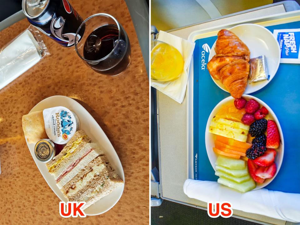 Train meals in the UK and US