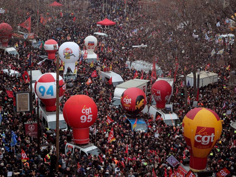 People gather on Place de la Republique in Paris (Lewis Joly/AP)