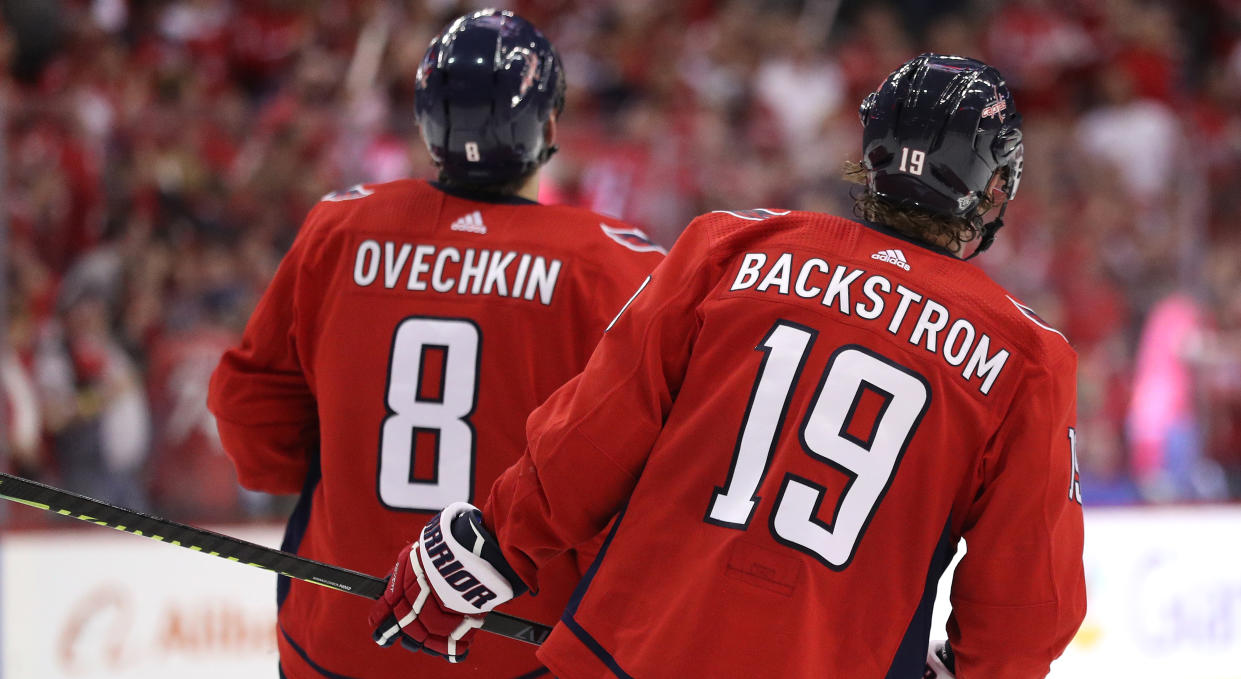 Nicklas Backstrom has confidence that Alex Ovechkin can pass No. 99's goal mark. (Photo by Patrick Smith/Getty Images)