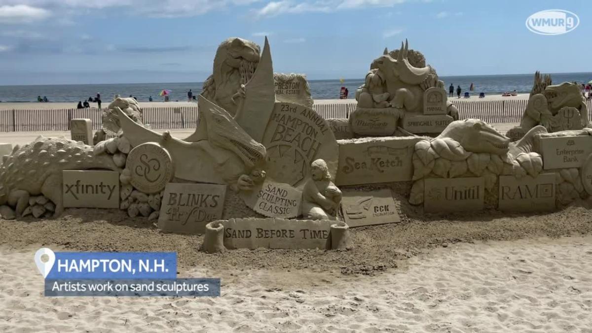 Artists begin building sand sculptures at Hampton Beach