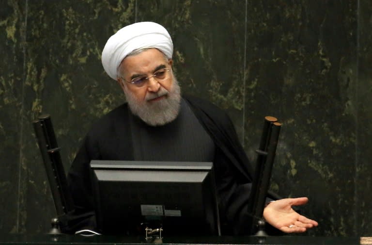 Iranian President Hassan Rouhani delivers a speech to parliament in the capital Tehran, on January 17, 2016, after sanctions were lifted under Tehran's nuclear deal with world powers