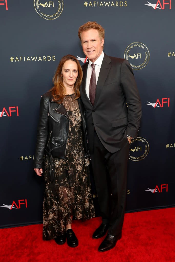 (L-R) Jessica Elbaum and Will Ferrell attend the AFI Awards Luncheon at Four Seasons Hotel Los Angeles at Beverly Hills on January 12, 2024 in Los Angeles, California.