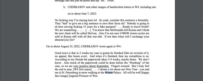 The letter Cherkasov sent to a love interest