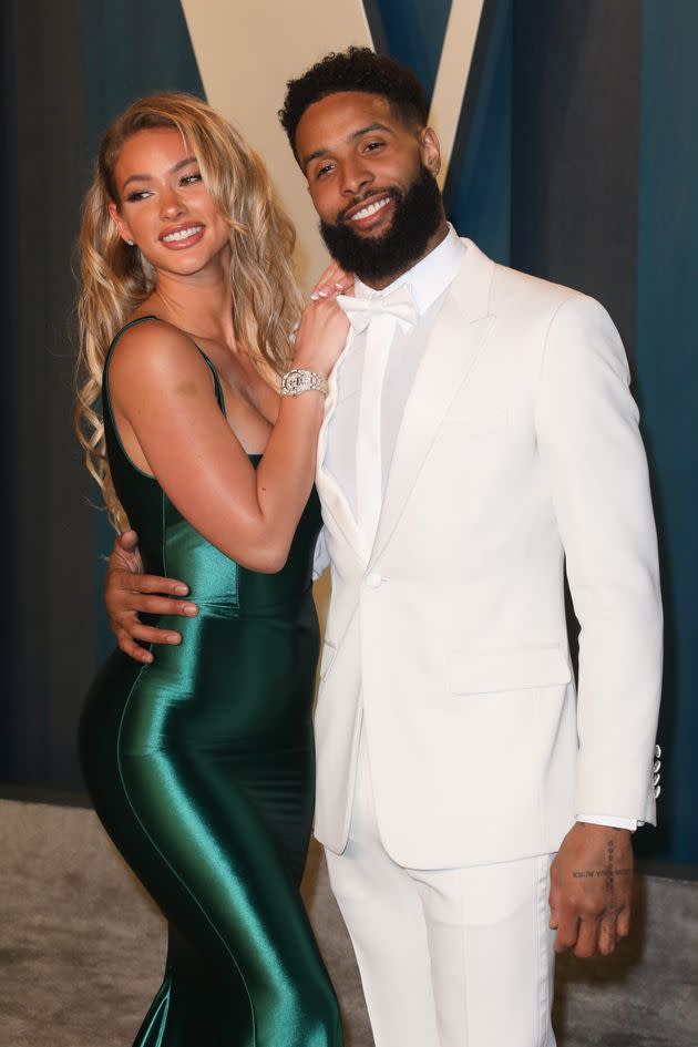 Lauren Wood and Odell Beckham Jr. attend the 2020 Vanity Fair Oscar Party.  (Photo: Toni Anne Barson via Getty Images)