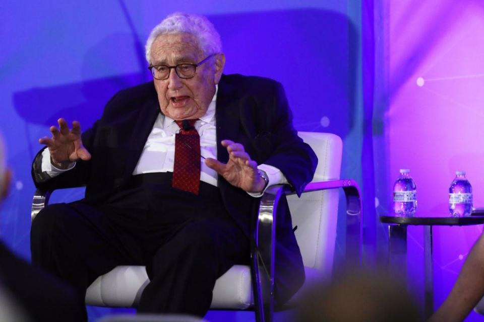 WASHINGTON, DC - NOVEMBER 05:  Former U.S. Secretary of State Henry Kissinger speaks during a National Security Commission on Artificial Intelligence (NSCAI) conference November 5, 2019 in Washington, DC. The commission held a conference on 