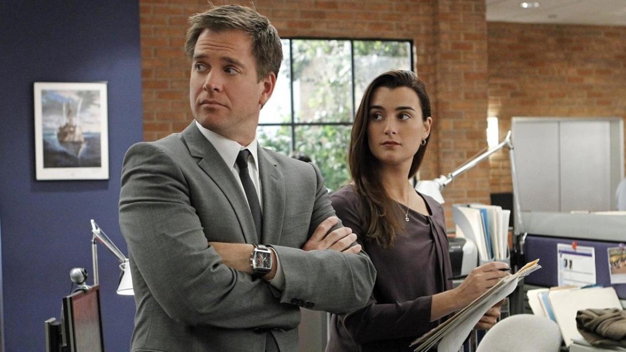  Tony and ziva side-by-side on ncis. 