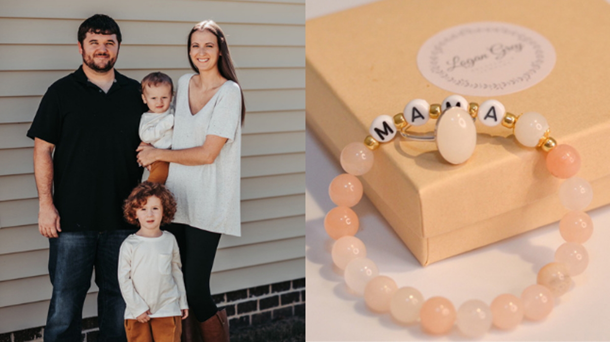 Heather Timberlake has revealed the touching reason she makes jewellery from breast milk, pictured with husband Charles and sons Logan and Grayson. (PA Real Life)