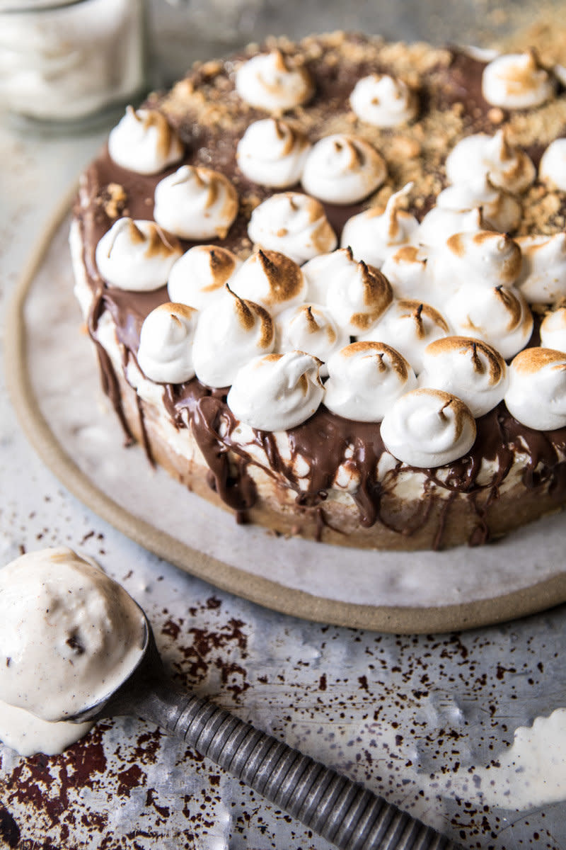 <strong>Get the <a href="https://www.halfbakedharvest.com/salty-peanut-butter-smore-ice-cream-cake-video/" target="_blank">Salty Peanut Butter S&rsquo;more Ice Cream Cake recipe</a>&nbsp;from Half Baked Harvest</strong>