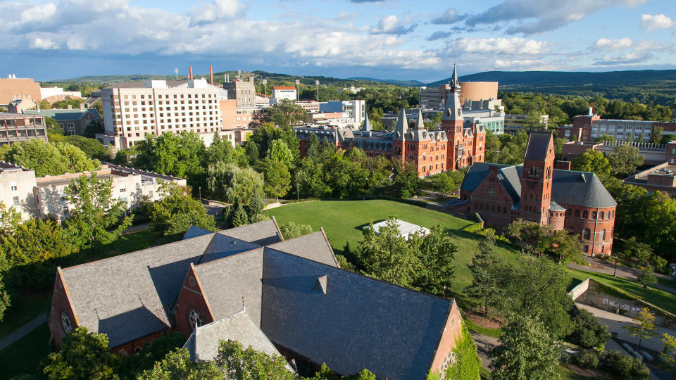 Ithaca New York aerial view of Cornell University