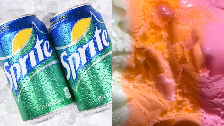 Sprite soda and rainbow sherbert