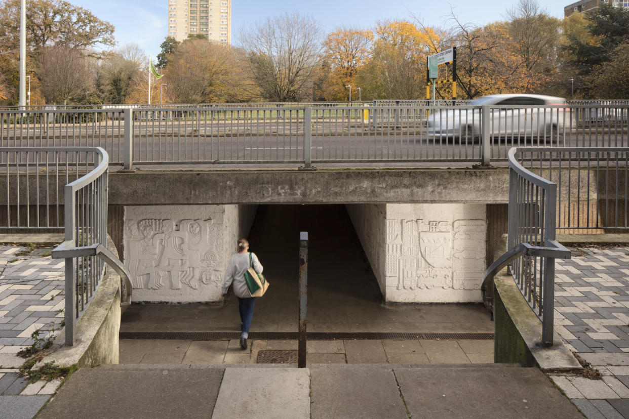 The 'Scenes of Contemporary Life' mural, at an underpass in Stevenage, was designed by William Mitchell (Historic England/ PA)