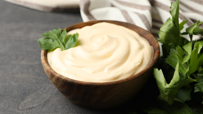 bowl of homemade mayonaise