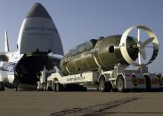 <p>The Soviet-built Antonov An-124 Condor is the largest military aircraft in the world. In this 2004 photo, the U.S. Navy is loading a <a href="https://en.wikipedia.org/wiki/Deep-submergence_rescue_vehicle" rel="nofollow noopener" target="_blank" data-ylk="slk:Deep Submergence Rescue Vehicle;elm:context_link;itc:0;sec:content-canvas" class="link ">Deep Submergence Rescue Vehicle</a> (DSRV) into an An-124 Condor to be flown to South Korea. Forty of these aircraft are still in use, though only a small number still provide air transport for the Russian military. </p>