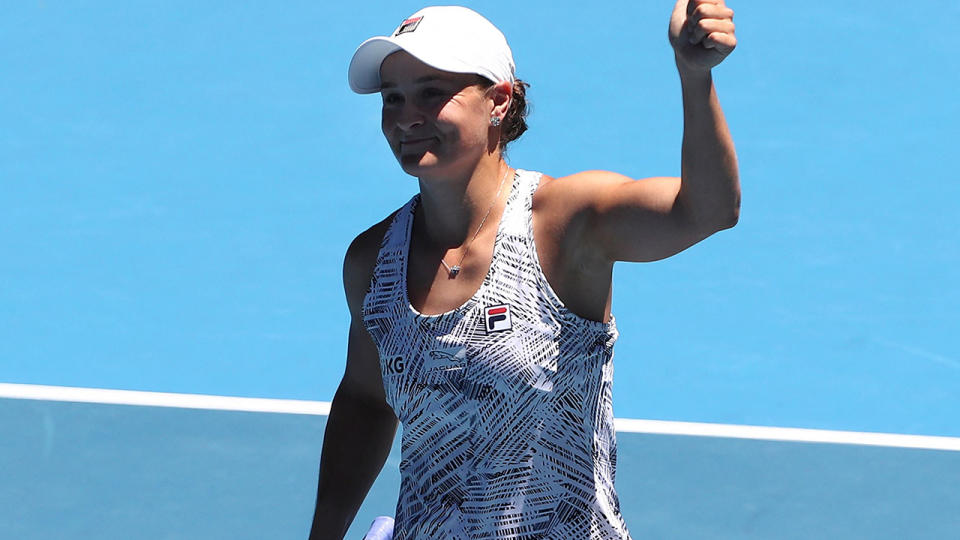 Ash Barty, pictured here after beating Lucia Bronzetti at the Australian Open.