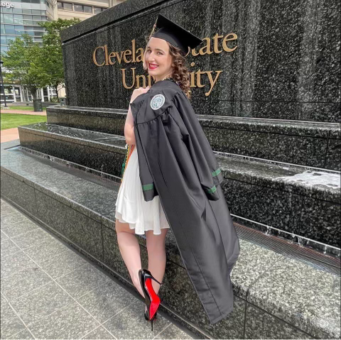 When Megan Keleman started studying at Cleveland State University, she told her family she was saving for red-bottom, Christian Louboutin shoes to wear at graduation. She wore them when she received her bachelor's and, a second time, when she recently received her MBA.