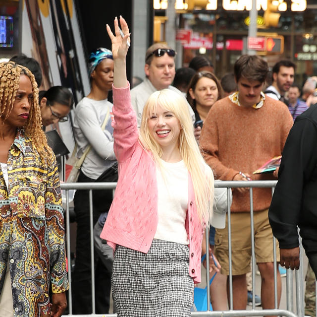 Carly Rae Jepsen Is All Smiles in a Bright Pink Cardigan