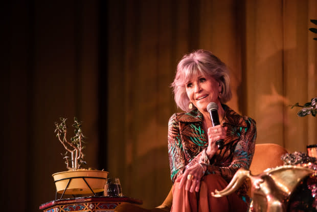 SAN FRANCISCO, CALIFORNIA - JUNE 01: Jane Fonda speaks onstage during An Evening with Jane Fonda, a fundraiser for Jane Fonda Climate PAC, at The Castro Theatre on June 01, 2023 in San Francisco, California. (Photo by Dana Jacobs/Getty Images)<p><a href="https://www.gettyimages.com/detail/1495289943" rel="nofollow noopener" target="_blank" data-ylk="slk:Dana Jacobs/Getty Images;elm:context_link;itc:0;sec:content-canvas" class="link ">Dana Jacobs/Getty Images</a></p>