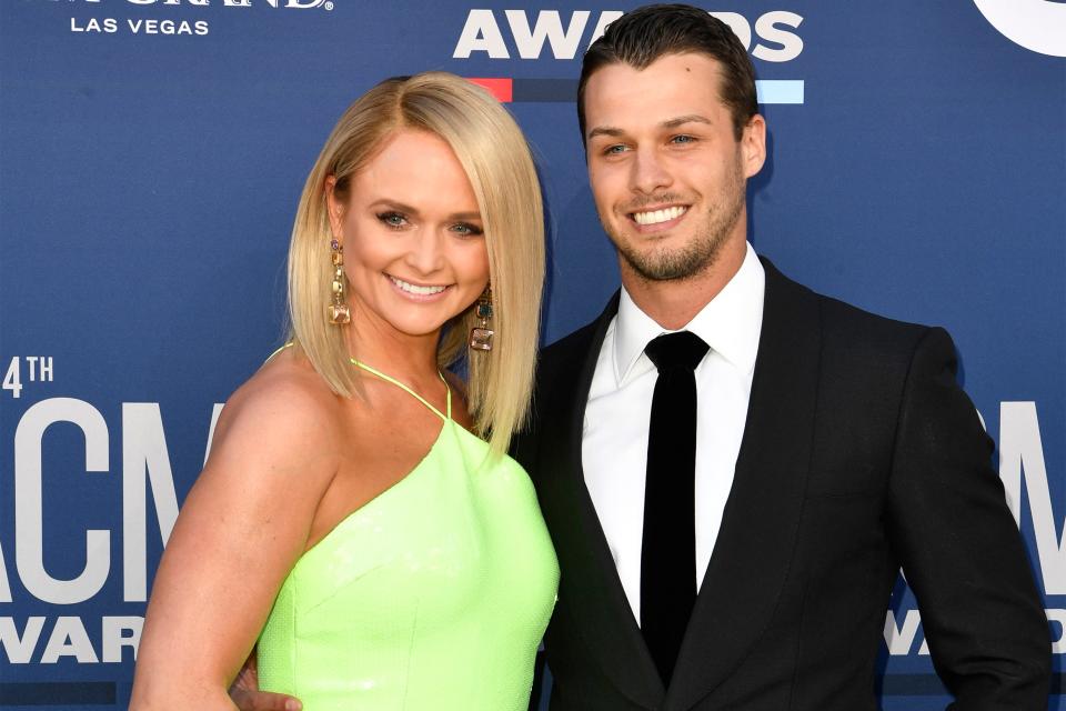 Miranda Lambert, left, with Brendan McLoughlin, walk the red carpet at the 54TH Academy of Country Music Awards Sunday, April 7, 2019, in Las Vegas, Nev.