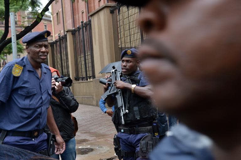 File photo of South African police officers, many of whom have been criticised for being corrupt and ineffectual