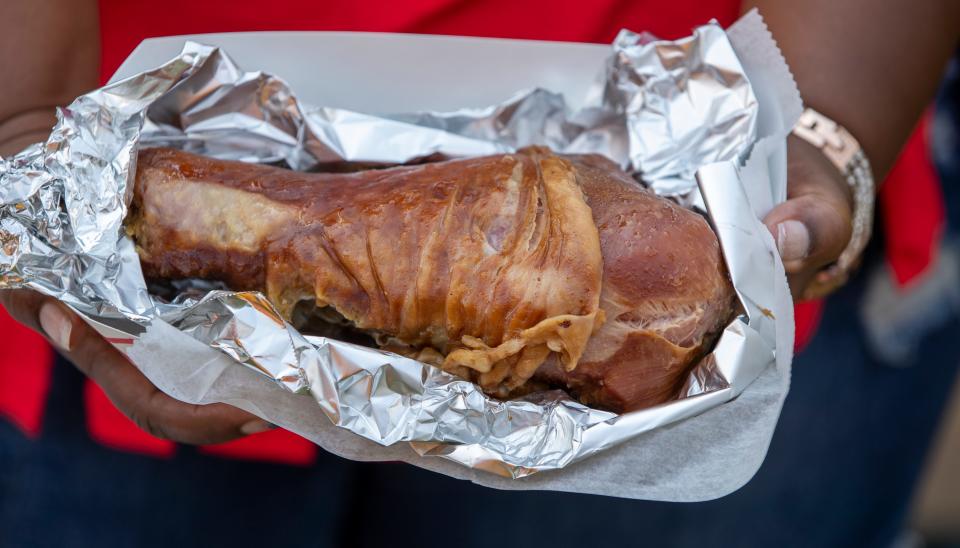 A signature turkey leg at Gobble, Gobble! at the Indiana State Fair in Indianapolis on Sunday, August 1, 2021 when the business celebrated 20 years at the fair.
(Photo: Robert Scheer/IndyStar)