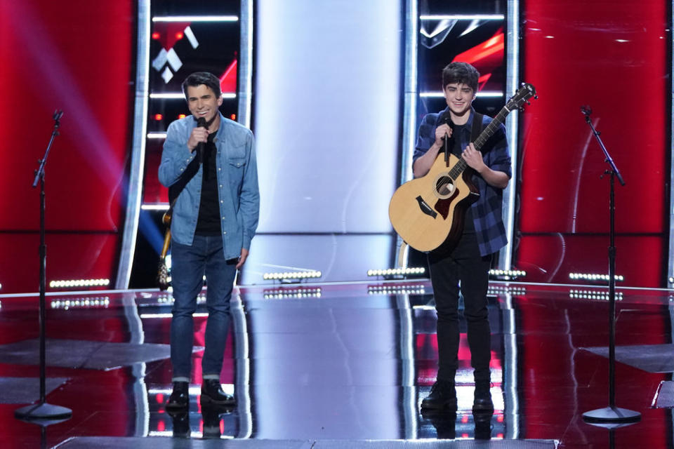 Jim and Sasha Allen and 'The Voice.' (Photo: Tyler Golden/NBC)