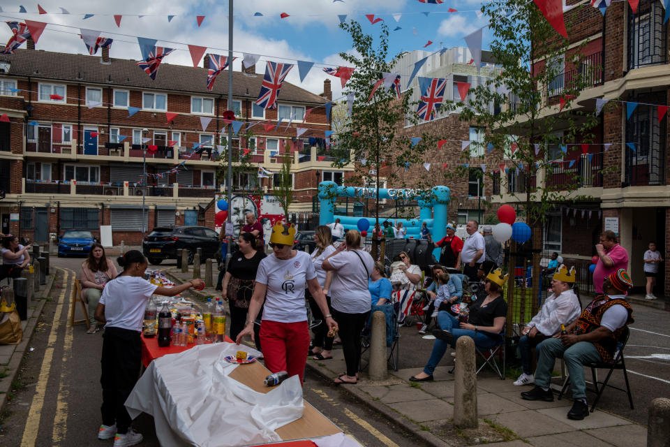 A bouncy castle was brought in for local children (Getty)