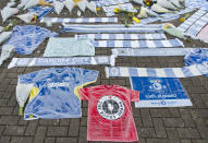 <p>Tributes outside the Cardiff City Stadium (Getty Images) </p>