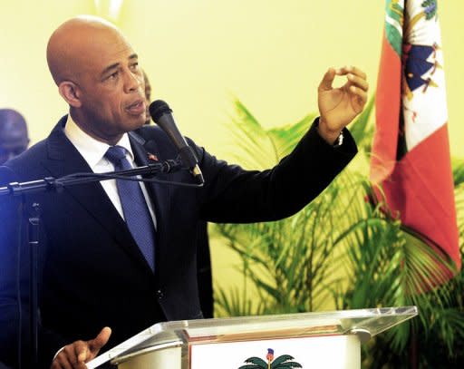 Haitian President Michel Martelly, seen in May 2011 in Port-au-Prince. More than a month after Martelly took up the reins of power in the quake-hit Caribbean nation, Haiti still lacks a legitimate government, after prime minister Jean-Max Bellerive and his cabinet resigned