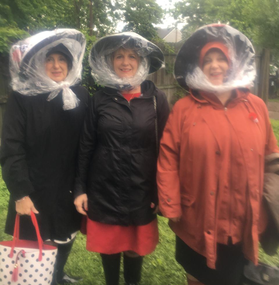 In preparation for one of the rainiest Derbies on record (2018), Marcia Thorpe, Jacci Rodgers and Patti Speelman show how to go to the track in style.