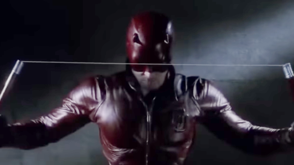 Daredevil suiting up in Daredevil.