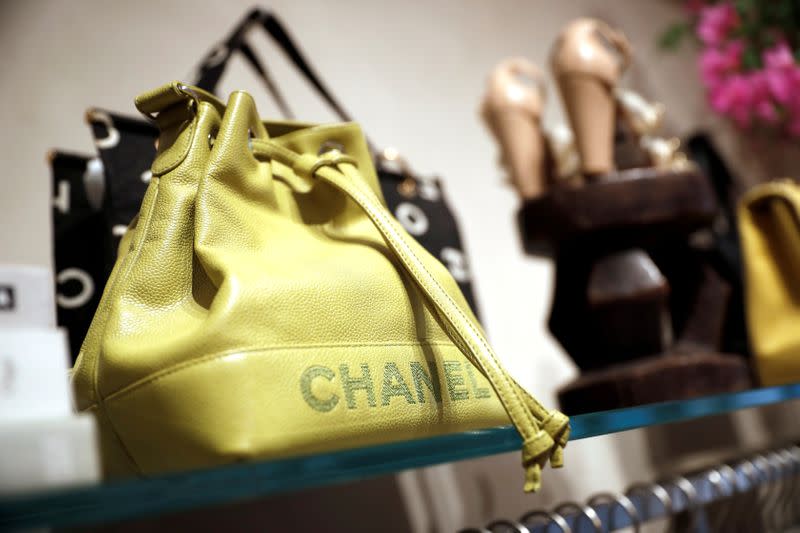 FILE PHOTO: A Chanel handbag for sale is displayed at The RealReal shop, a seven-year-old online reseller of luxury items on consignment in the Soho section of Manhattan, in New York City