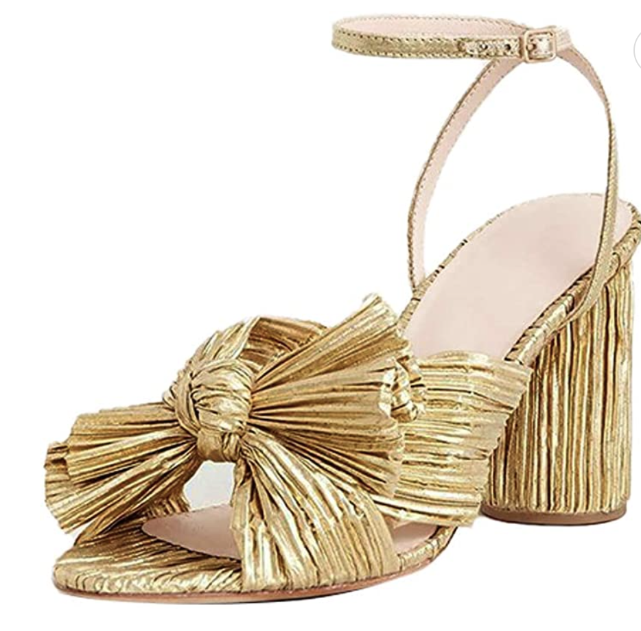 22) Pleated Bow Heeled Sandals