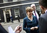 Nicola Sturgeon, First Minister of Scotland speaks to journalists as she leaves Number 10 Downing Street in London, Britain October 24, 2016. REUTERS/Dylan Martinez