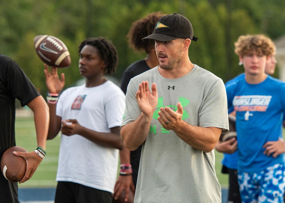 LITTLETON - Mike McCarthy leads a workout at his M2 QB Academy Tuesday, August 1, 2023. 