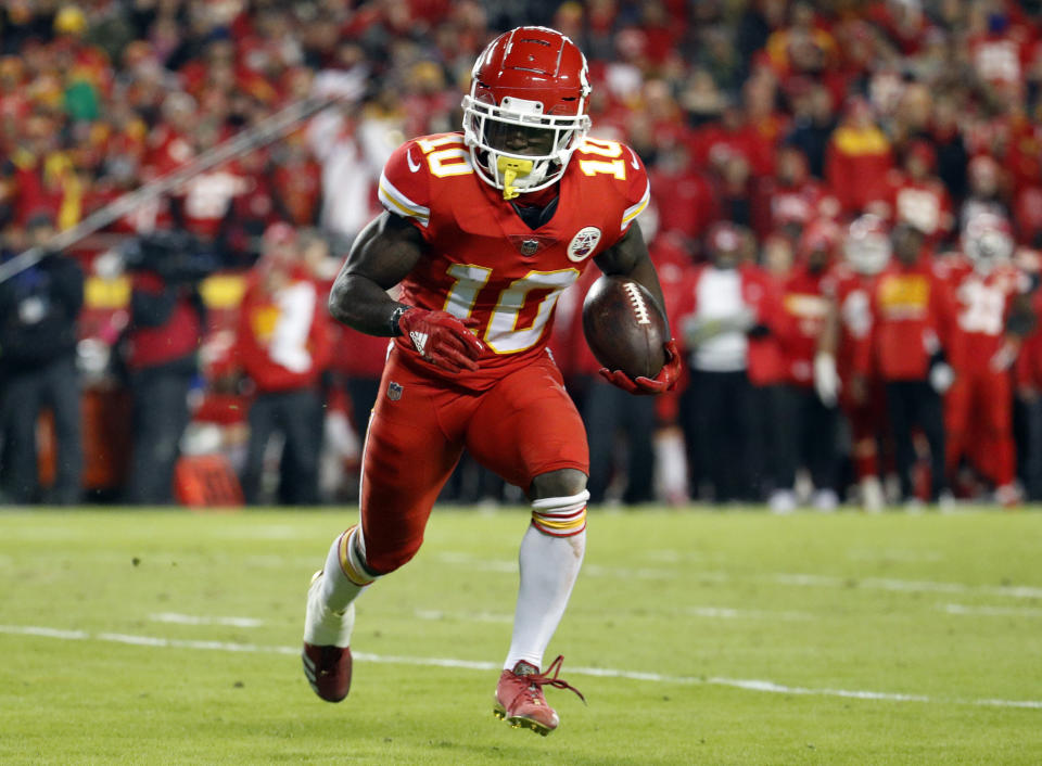 Tyreek Hill issued a statement regarding an investigation into child battery. (AP)