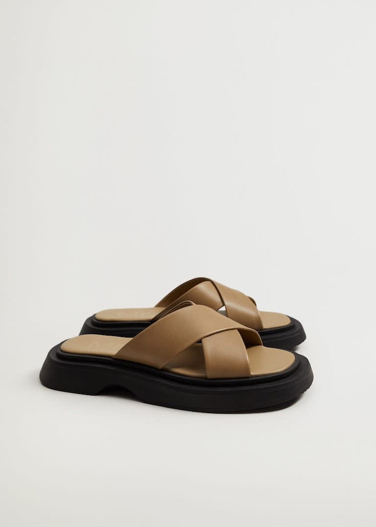 Mango Leather Sandals With Straps