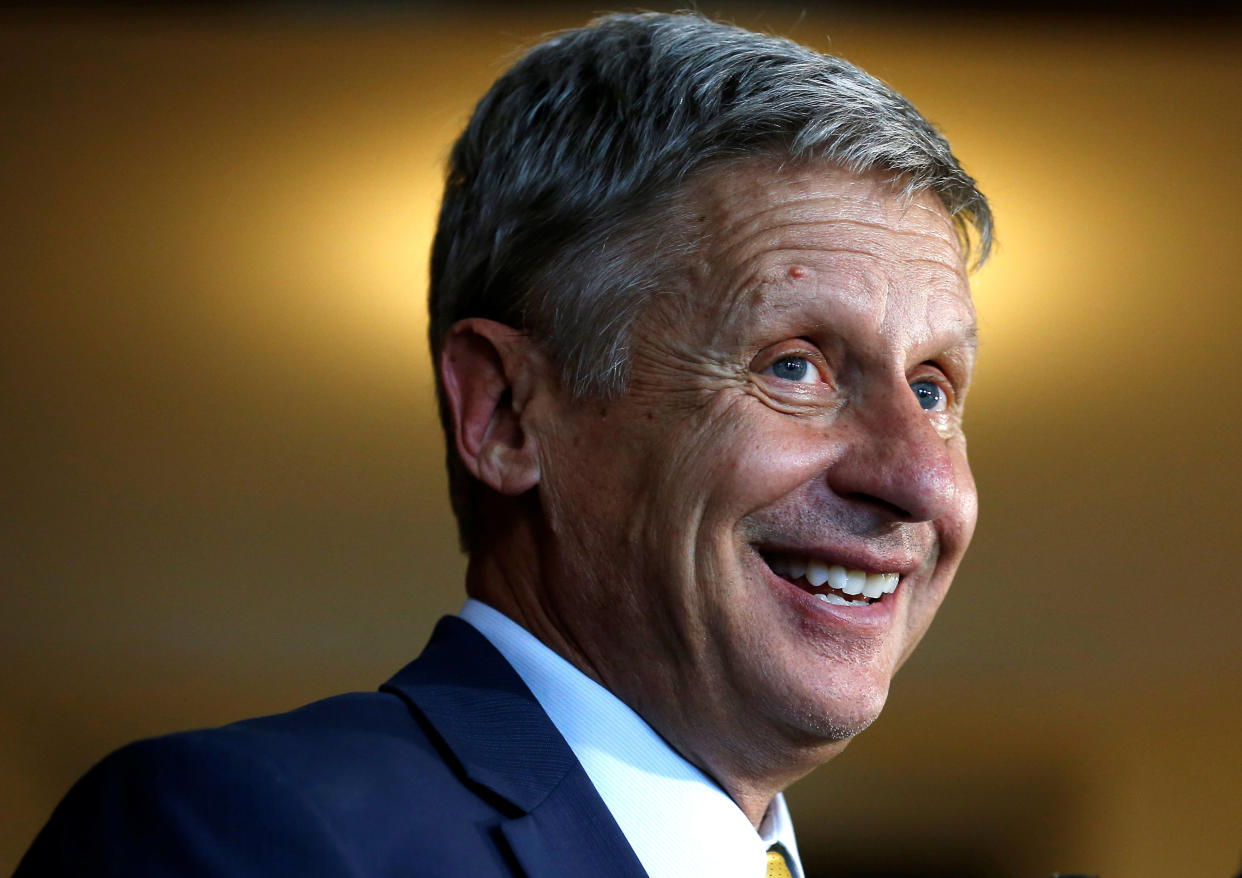 Gary Johnson&nbsp;in Chicago during his 2016 presidential run. A candidate in this year's race for a U.S. Senate seat from New Mexico, he has said he thinks the federal government must reduce Social Security benefits and possibly increase the minimum retirement age. (Photo: Jim Young / Reuters)