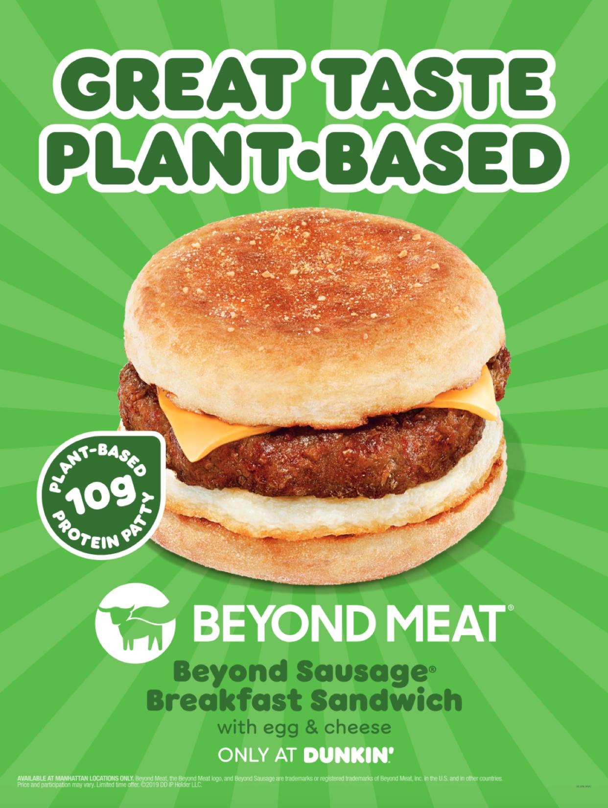 Dunkin's new Beyond Sausage Breakfast Sandwich (Photo: Dunkin') 