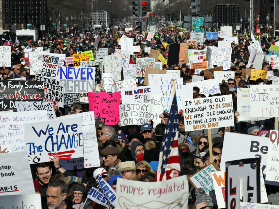 March for our Lives: Parkland student Emma Gonzalez ends Washington rally by telling crowd to 'fight for your lives' - as it happened