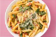 <p>With a super-light cream sauce, this spinach and roasted red pepper penne is addictive.</p><p>Get the <a href="https://www.delish.com/uk/cooking/recipes/a33990117/creamy-roasted-red-pepper-penne-recipe/" rel="nofollow noopener" target="_blank" data-ylk="slk:Creamy Roasted Red Pepper Penne;elm:context_link;itc:0;sec:content-canvas" class="link ">Creamy Roasted Red Pepper Penne</a> recipe.</p>