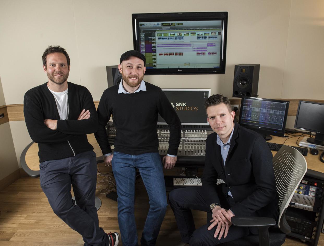 Producing the goods: Paul Golliker (left), Kayvan Moghaddassi and Seb Juviler (right) boast a warren of recording studios: Daniel Hambury/Stella Pictures