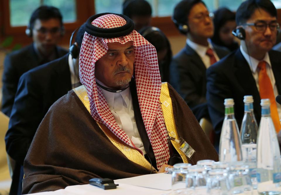 Saudi Arabia's Foreign Minister Prince Saud al-Faisal attends the opening of the Geneva-2 peace conference in Montreux January 22, 2014. Syria's government and opposition, meeting face to face for the first time at a U.N. peace conference, angrily spelled out their hostility on Wednesday as world powers also restated contrasting views on the future of President Bashar al-Assad. (REUTERS/Jamal Saidi)