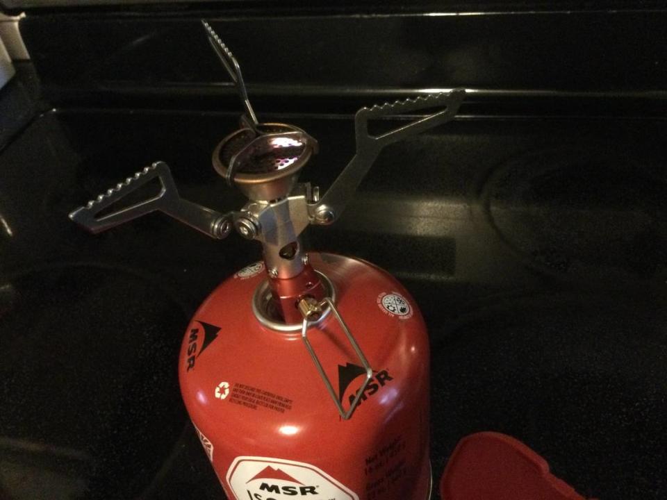 This tiny burner, made for camping, can heat water for coffee, hot chocolate or tea. Or a cup of soup. If you use an open-flame cooking source, crack a window for air safety.