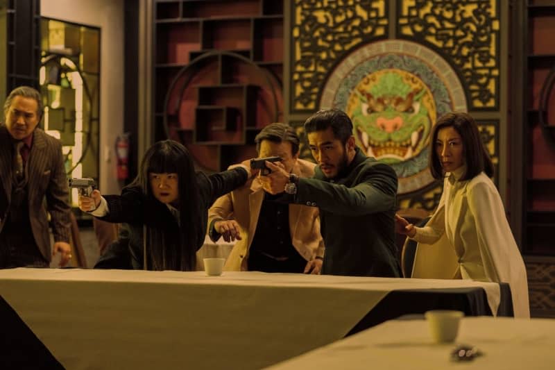 Jenny Yang as Xing (L to R), Johnny Kou as Big Sun, Justin Chien as Charles Sun, Michelle Yeoh as Mama Sun in episode 7 of "The Brothers Sun." James Clark/Netflix/dpa